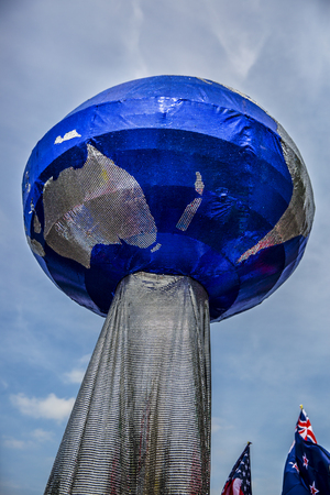 Amsterdam, Netherlands - August 1, 2015: participants in the annual event for the protection of human rights and civil equality - Gay Pride Parade on the Prinsengracht, Amsterdamのeditorial素材