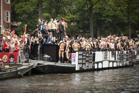 Amsterdam, Netherlands - August 1, 2015: participants in the annual event for the protection of...