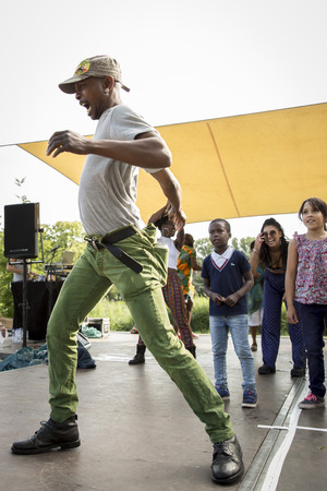 Amsterdam, The Netherlands - July, 5 2015: African dance workshop during Amsterdam Roots Open Air, a cultural festival held in Park Frankendael on 05/07/2015のeditorial素材