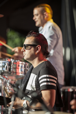 Amsterdam, The Netherlands - July, 3 2016: concert of Cuban band Elito Reve y su Charangon at Amsterdam Roots Open Air, free public cultural festival held in Oosterparkのeditorial素材