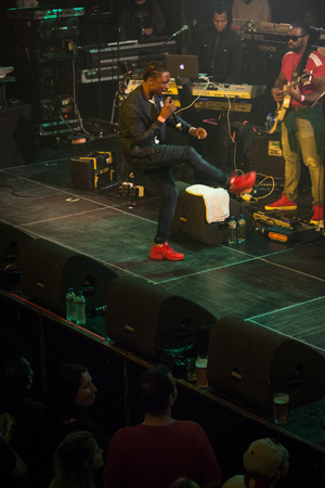 Amsterdam, The Netherlands - July, 1 2016: support act with Christopher Martin before the concert of reggae singers Gentleman and Ky-Mani Marley at Melkweg as part of cultural and world music festival Roots Amsterdamのeditorial素材