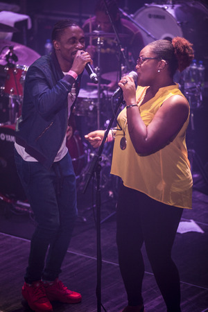 Amsterdam, The Netherlands - July, 1 2016: support act with Christopher Martin before the concert of reggae singers Gentleman and Ky-Mani Marley at Melkweg as part of cultural and world music festival Roots Amsterdamのeditorial素材