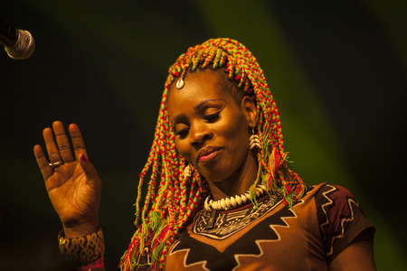 Amsterdam, The Netherlands - July, 5 2015: concert of Haitian band The Chouk Bwa Libete;during Amsterdam Roots Open Air, a cultural festival held in Park Frankendael on 05/07/2015のeditorial素材