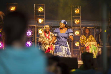 Amsterdam, The Netherlands - July, 5 2015: concert of Congolese band Kasai Allstars during Amsterdam Roots Open Air, a cultural festival held in Park Frankendael on 05/07/2015のeditorial素材