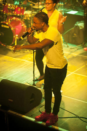 Amsterdam, The Netherlands - July, 1 2016: support act with Christopher Martin before the concert of reggae singers Gentleman and Ky-Mani Marley at Melkweg as part of cultural and world music festival Roots Amsterdamのeditorial素材