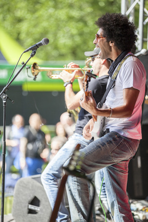 Amsterdam, The Netherlands - July, 3 2016: concert of alternative Algerian band Djmawi Africa at Amsterdam Roots Open Air, free public cultural festival held in Oosterparkのeditorial素材