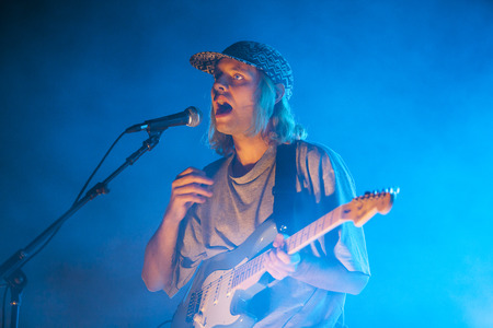 Amsterdam, The Netherlands - 27 November 2016: support act of Swedish rock band FEWS before concert of the Pixies in Heineken Music Hallのeditorial素材