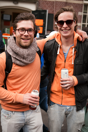 Amsterdam, The Netherlands, April 26, 2014: celebration of the public national holiday King's day - Koningsdag - held every year in April in the entire country to celebrate King Willem's birthdayのeditorial素材