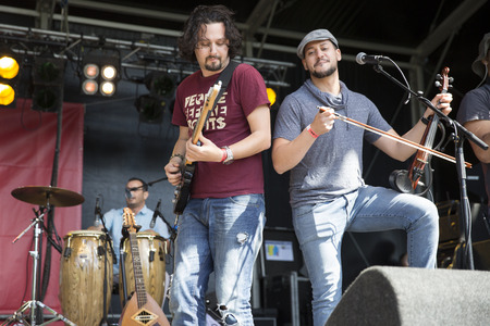 Amsterdam, The Netherlands - July, 3 2016: concert of alternative Algerian band Djmawi Africa at...