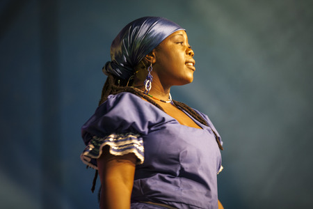 Amsterdam, The Netherlands - July, 5 2015: concert of Congolese band Kasai Allstars during Amsterdam Roots Open Air, a cultural festival held in Park Frankendael on 05/07/2015のeditorial素材