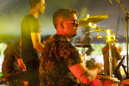 Amsterdam, The Netherlands - July, 5 2015: during the concert of Colombian band LA-33 - during Amsterdam Roots Open Air,  cultural festival held in Park Frankendael on 05/07/2015のeditorial素材