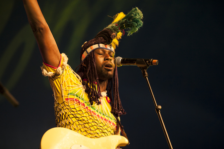 Amsterdam, The Netherlands - July, 5 2015: concert of Haitian band The Chouk Bwa Libete;during Amsterdam Roots Open Air, a cultural festival held in Park Frankendael on 05/07/2015のeditorial素材