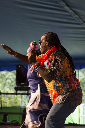 Amsterdam, The Netherlands - July, 5 2015: concert of Congolese band Kasai Allstars during Amsterdam Roots Open Air, a cultural festival held in Park Frankendael on 05/07/2015のeditorial素材