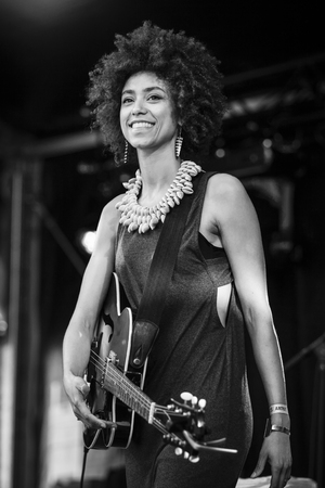 Amsterdam, The Netherlands - July, 3 2016: concert of world music Namibian band Shishani and the...