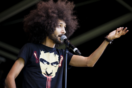 Amsterdam, The Netherlands - July, 3 2016: concert of alternative Electro-Hip Hop Moroccan band N3rdistan at Amsterdam Roots Open Air, free public cultural festival held in Oosterparkのeditorial素材
