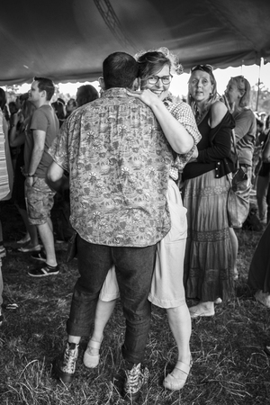 Amsterdam, The Netherlands - July, 5 2015: during the concert of Colombian band LA-33 - people dancing salsa during Amsterdam Roots Open Air, cultural festival held in Park Frankendael on 05/07/2015のeditorial素材