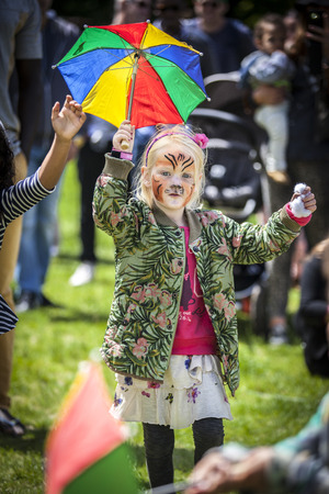 Amsterdam, The Netherlands - July, 3 2016: dance workshop with children at Amsterdam Roots Open Air, free public cultural festival held in Oosterparkのeditorial素材