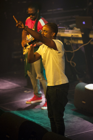 Amsterdam, The Netherlands - July, 1 2016: support act with Christopher Martin before the concert of reggae singers Gentleman and Ky-Mani Marley at Melkweg as part of cultural and world music festival Roots Amsterdamのeditorial素材