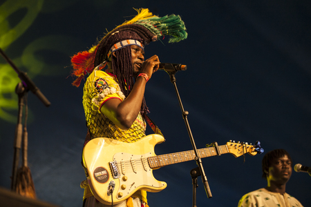 Amsterdam, The Netherlands - July, 5 2015: concert of Haitian band The Chouk Bwa Libete;during Amsterdam Roots Open Air, a cultural festival held in Park Frankendael on 05/07/2015のeditorial素材