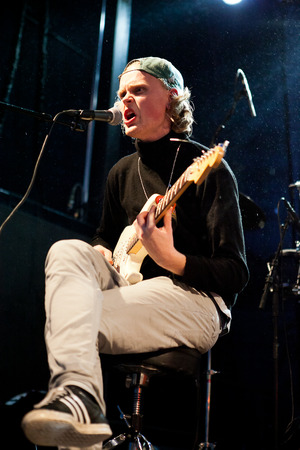 Traena, Norway - July 11: during the concert of the Norwegian indie rock band " Kakkmadafakka" at the Traenafestival, music festival taking place on the small island of Traena in Norwayのeditorial素材