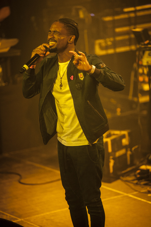 Amsterdam, The Netherlands - July, 1 2016: support act with Christopher Martin before the concert of reggae singers Gentleman and Ky-Mani Marley at Melkweg as part of cultural and world music festival Roots Amsterdamのeditorial素材