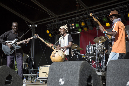 Amsterdam, The Netherlands - July, 3 2016: concert of world music African band Baba Commandant and Mandingo Band at Amsterdam Roots Open Air, free public cultural festival held in Oosterparkのeditorial素材