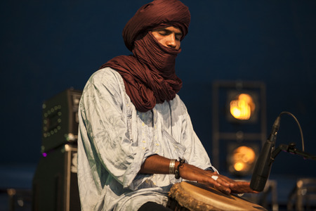 Amsterdam, The Netherlands - July, 5 2015: concert of world music Moroccan band Generation Taragalte - Cultural caravan for peace - at Amsterdam Roots Open Air, cultural festival held in Park Fraekendaelのeditorial素材