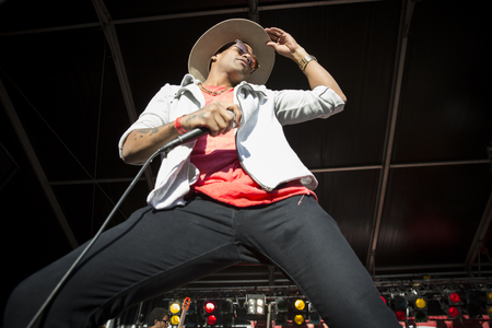 Amsterdam, The Netherlands - July, 3 2016: concert of Cuban band Elito Reve y su Charangon at Amsterdam Roots Open Air, free public cultural festival held in Oosterparkのeditorial素材