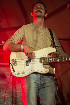 Traena, Norway - July 10 2014: during the concert of the indie-folk band from Berlin Mighty Oaks at the Traenafestival, music festival taking place on the small island of Traenaのeditorial素材