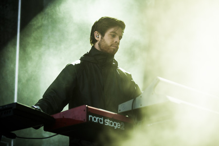 Traena, Norway - July 10 2015: concert of Norwegian artist Emilie Nicolas at Traenafestival, music...