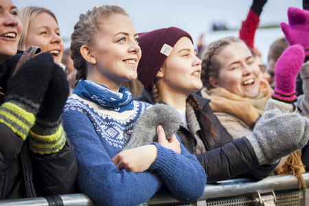 Traena, Norway - July 10 2015: concert of Norwegian singer Kristian Kristensen at the Traenafestival, music festival taking place on the small island of Traenaのeditorial素材