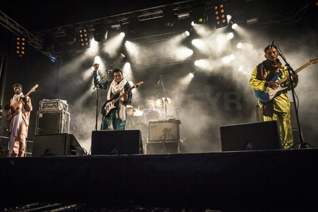 Traena, Norway - July 10 2015: concert of rock blues world music Nigerien Tuareg artist Omara...
