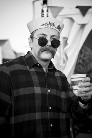 Traena, Norway - July 11 2014: people watching the concert of the Swedish pop-techno band Den Svenska Bjornstammen at the Traenafestival, music festival taking place on the small island of Traenaのeditorial素材