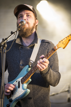 Traena, Norway - July 11 2014: during the concert of the Norwegian singer and guitarist Erlend...