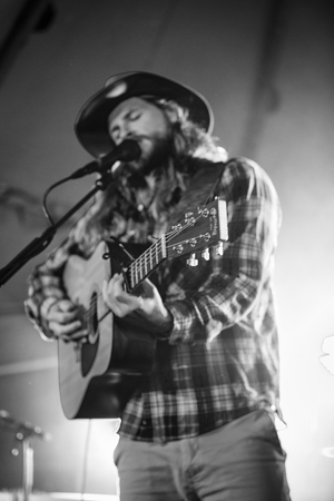 Traena, Norway - July 10 2014: during the concert of the indie-folk band from Berlin Mighty Oaks at the Traenafestival, music festival taking place on the small island of Traenaのeditorial素材