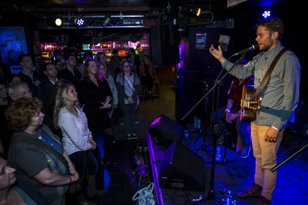 Amsterdam, The Netherlands - October, 17 2015: concert of Swiss rock band 77 Bombay Street during Amsterdam Waterfall Festival at the Waterhole.のeditorial素材