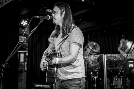 Amsterdam, The Netherlands - October, 17 2015: concert of Dutch alternative rock singer Bernard Hering during Amsterdam Waterfall Festival at the Waterholeのeditorial素材