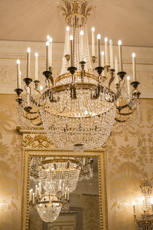 VENICE, ITALY - December 26, 2015: interior of historical theatre La Fenice. Rebuilt after it was destroyed by the fire in 1996, the famous opera house reopened in 2003のeditorial素材
