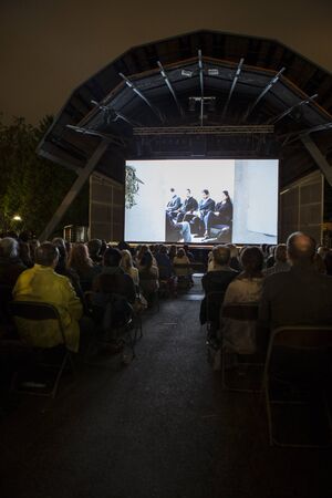 Amsterdam, The Netherlands - August 16 2014: during the open air screening of Uruguayan film Rambleras at the Vondelpark the World Cinema Amsterdam festival, a world film festival held from 14 to 24/08/2014のeditorial素材