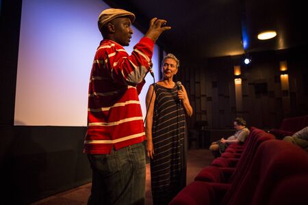 Amsterdam, The Netherlands - August 20 2015: presentation of his movie The Boda Boda Thieves by film director Donald Mugisha during World Cinema Amsterdam festival, a world film festival held from 14 to 23/08/2015のeditorial素材