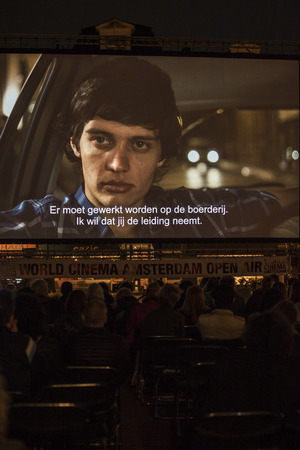 Amsterdam, The Netherlands - august 20 2014: during the open air screening of Mexican film ParaÃ­so, Marie Heinekeinplein, World Cinema Amsterdam festival, a world film festival held from 14 to 24/08/2014のeditorial素材