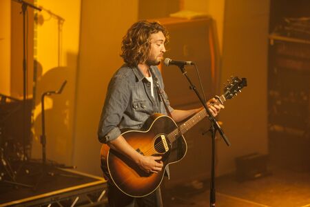 Amsterdam, The Netherlands, 27 May, 2016: first act with singer of Great Danes before concert of...
