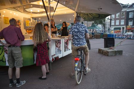 Amsterdam, The Netherlands - August 24 2016: open air screening of Argentine film Road to la Paz at Marie Heinekenplein, during World Cinema Amsterdam, a world film festival held from 18 to 27/08/2016のeditorial素材