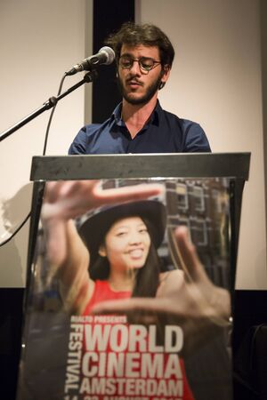 Amsterdam, The Netherlands - August 22 2015: award ceremony at Rialto Cinema during World Cinema Amsterdam festival, a world film festival held from 14 to 23/08/2015. Winner was  director Sibs Shongwe for Necktie Youth.のeditorial素材