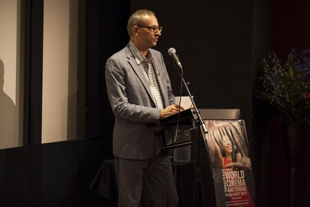 Amsterdam, The Netherlands - August 22 2015: award ceremony at Rialto Cinema during World Cinema Amsterdam festival, a world film festival held from 14 to 23/08/2015. Winner was  director Sibs Shongwe for Necktie Youth.のeditorial素材