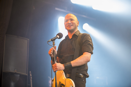 Amsterdam, The Netherlands - March 19, 2017: Concert of Canadian hard rock heavy metal band Danko Jones at Melkwegのeditorial素材
