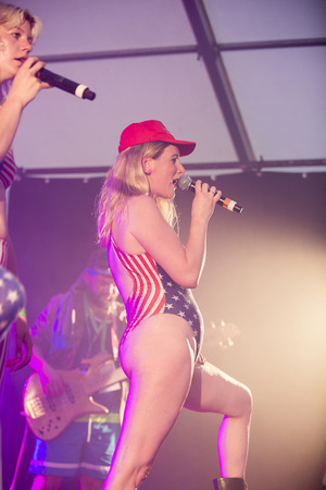 Traena, Norway - July 6 2017: concert of Norwegian Punk Rock band Kuuk, at Traenafestival, music festival taking place on the small island of Traenaのeditorial素材