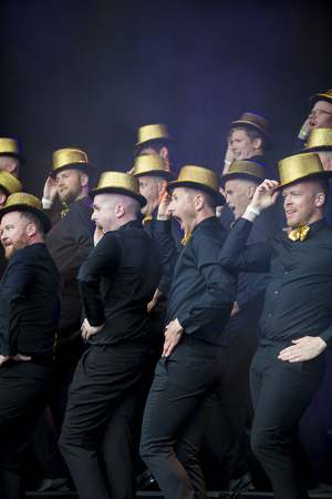 Concert of Norwegian gay choir Oslo Fagottkor at Traena festival, music festival taking place on the small island of Traenaのeditorial素材