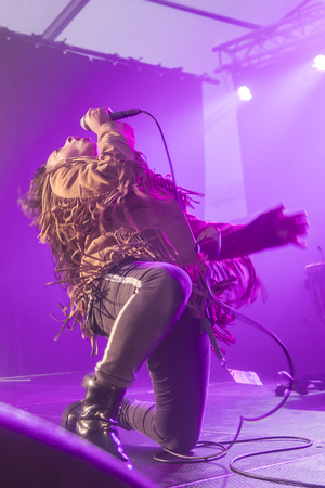 Concert of Norwegian Punk Rock band Kuuk, at Traena festival, music festival taking place on the small island of Traenaのeditorial素材