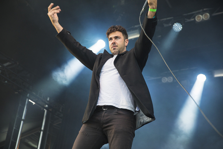 Traena, Norway - July 6 2017: concert of American blues rock band Rafferty at Traenafestival, music festival taking place on the small island of Traenaのeditorial素材